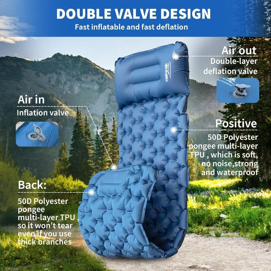 Ultralight Sleeping Pad With Builtin Foot Pump For Camping