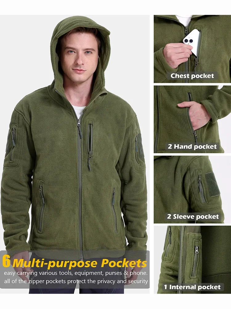 ReFire Gear Fleece Tactical Jacket Hunting Full Zip Pockets