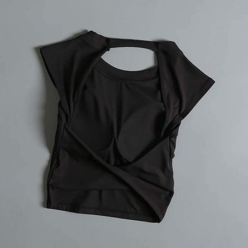 Womens Quick Dry Backless Sports Tank Top Yoga Slimming