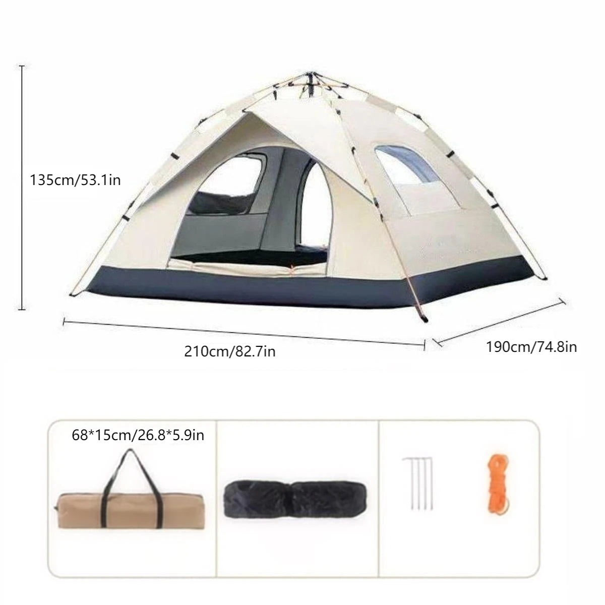 Pakicetus Automatic Quick Opening Ultralightweight Camping Tent Waterproof Dual Windows