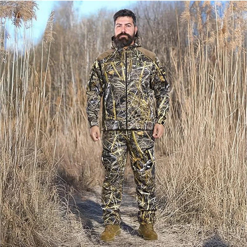 VOTAGOOCN Quiet Hunting Softshell Fleece Pants Camouflage