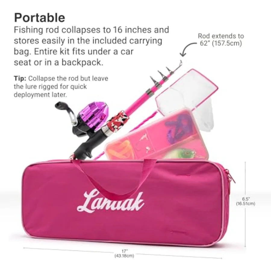 Portable Telescopic Fishing Rod Set With Tackle Box And Net