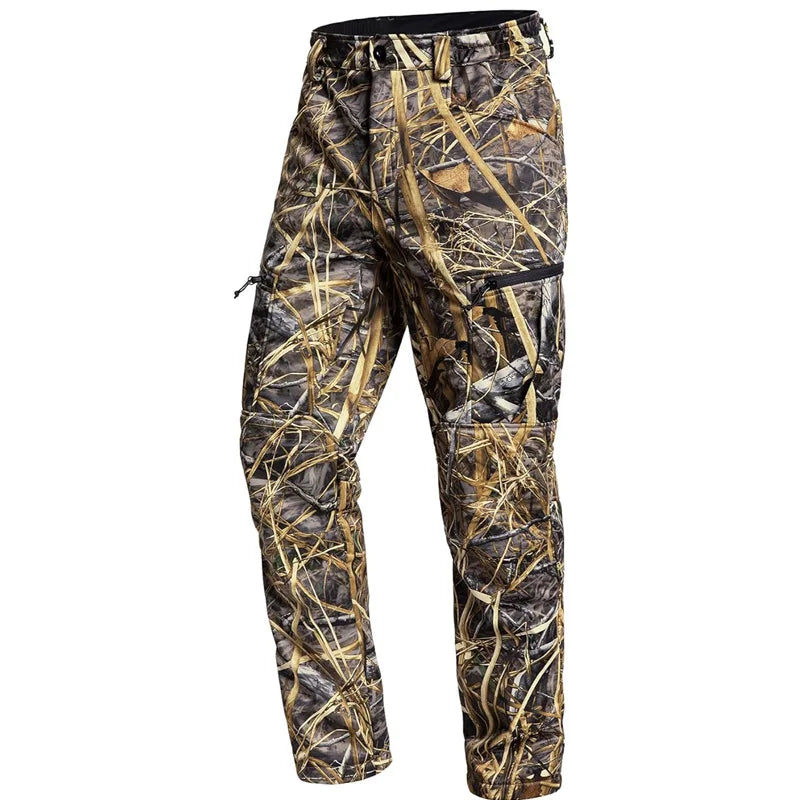 VOTAGOOCN Quiet Hunting Softshell Fleece Pants Camouflage