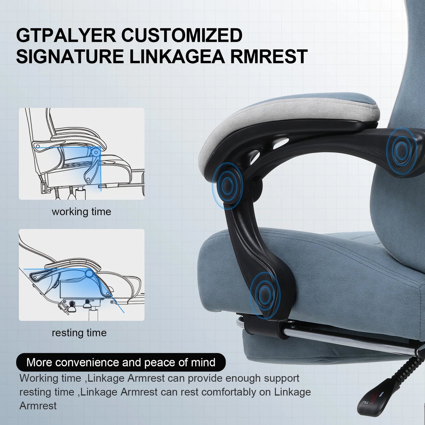 GTPLAYER Ergonomic Gaming Chair With Lumbar Support And Footrest