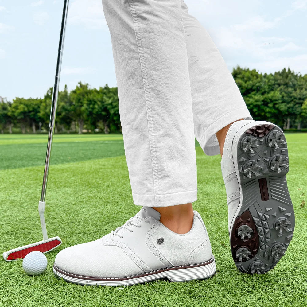 Lenox Mens Golf Shoes Spiked Lace Up Walking Footwear
