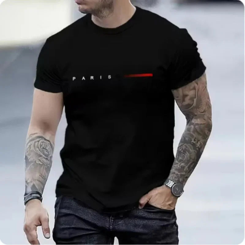 Paris Men's Two Piece Set Letter Print Summer Sports Fashion