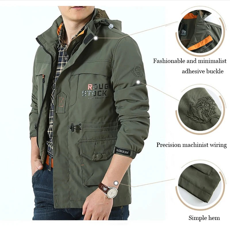 Mens Windproof Hooded Jacket Quick Dry Lightweight Coat