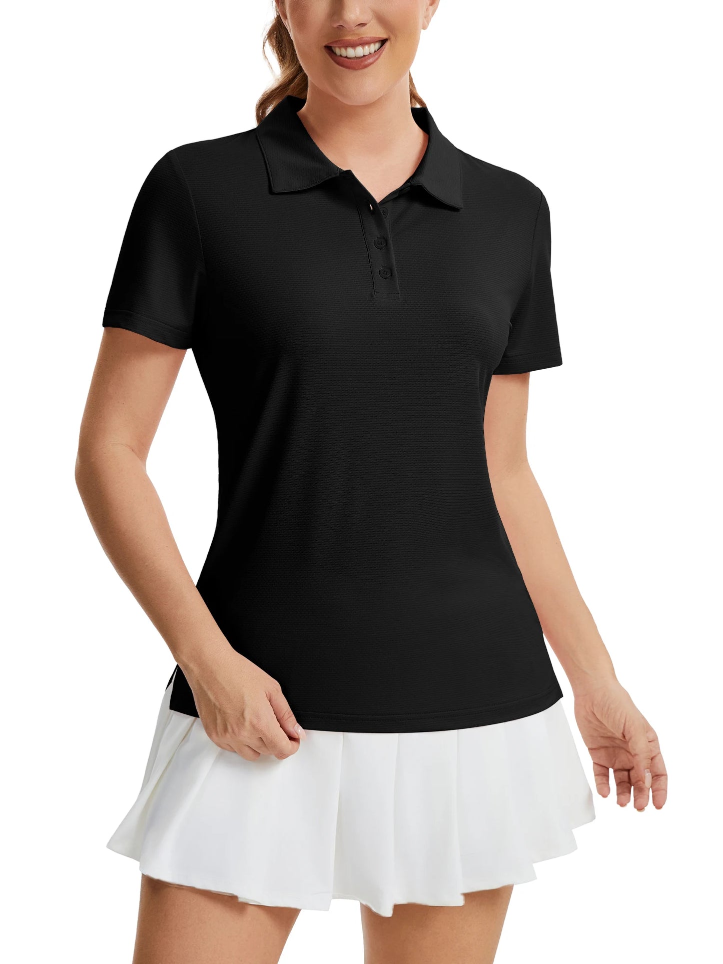 Womens UPF 50+ Polo Shirt Collared Short Sleeve Golf Top Quick Dry