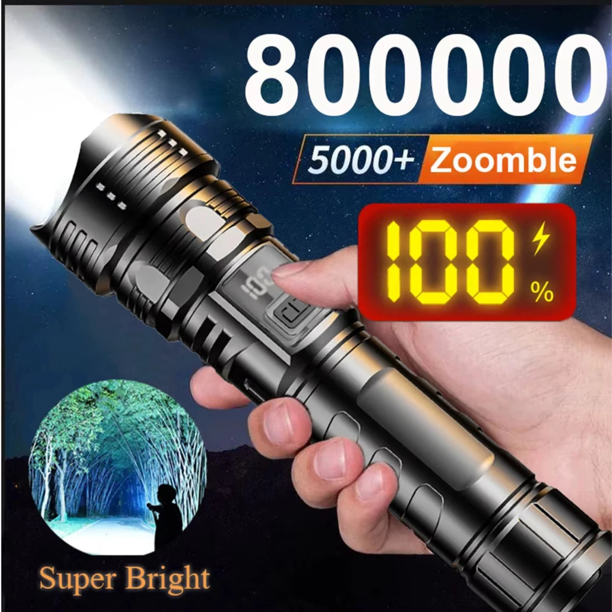 Skywolfeye USB Rechargeable High Power LED Flashlight for Camping