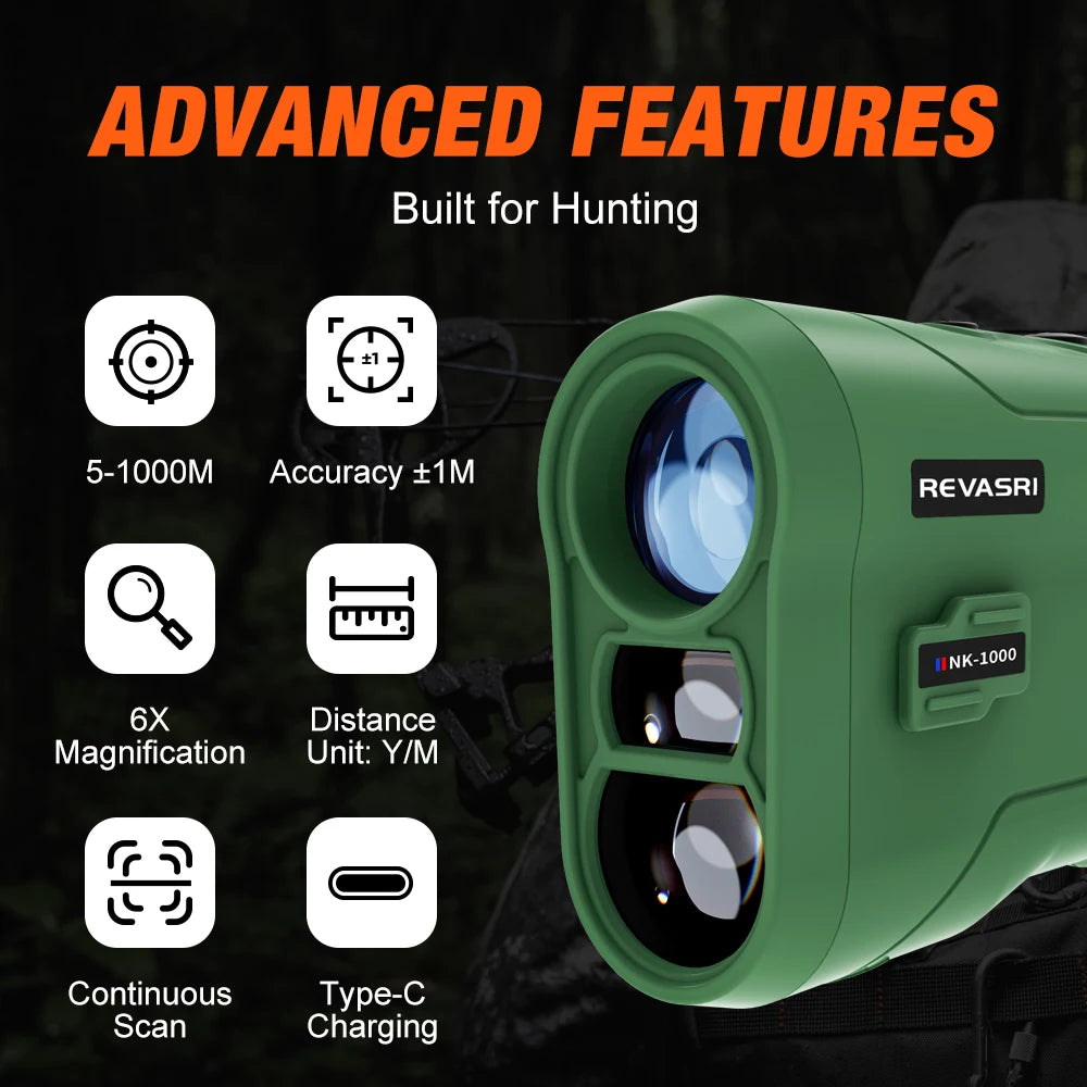 REVASRI Hunting Rangefinder 1000M Laser With Speed Slope Scan
