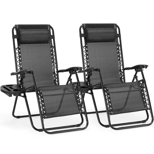 JHK Zero Gravity Set Of 2 Portable Recliner Lounge Chairs