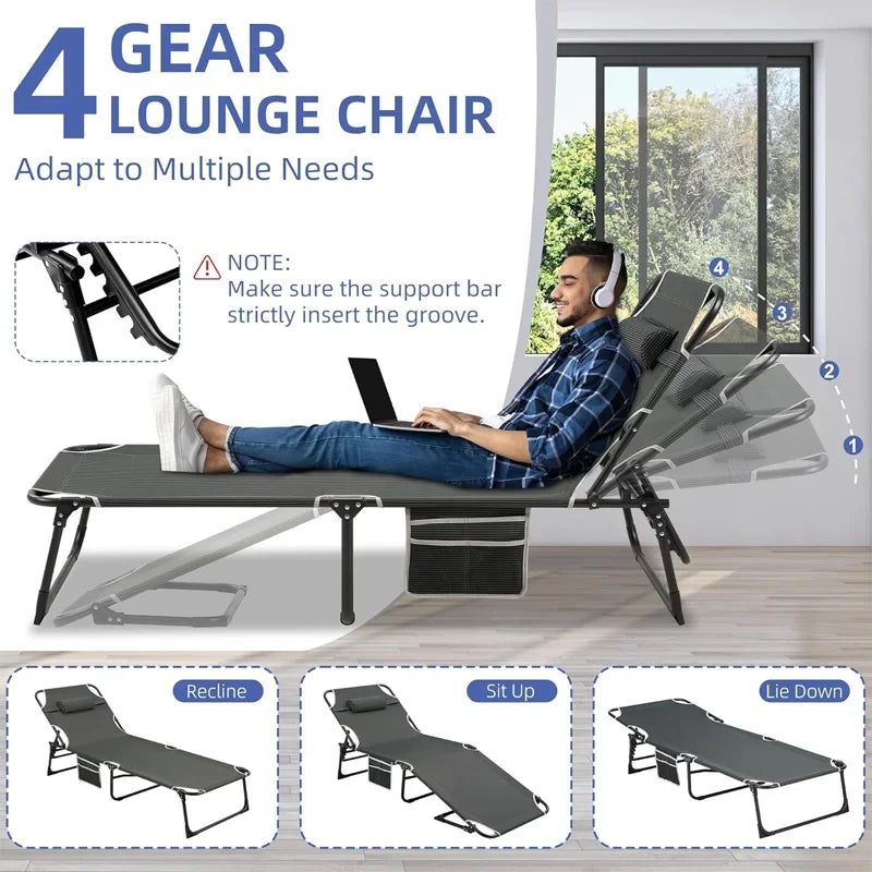 Snozeflex Camping Cot With Mattress Four Position Folding Bed