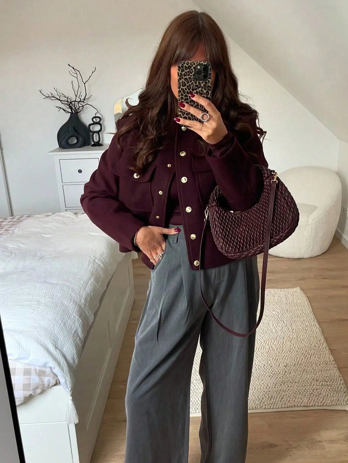 Vintage Bomber Jacket With Pockets And Single Breasted Closure