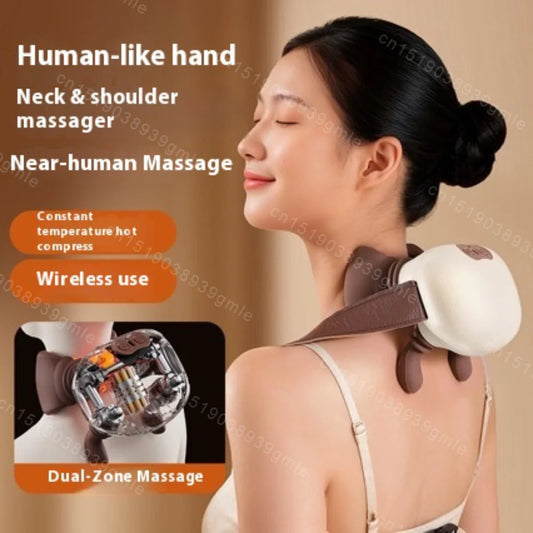 Finger Pressure Neck Massager Heated Back and Shoulder Massager Electric Kneading Neck Deep Massage Muscle Relax