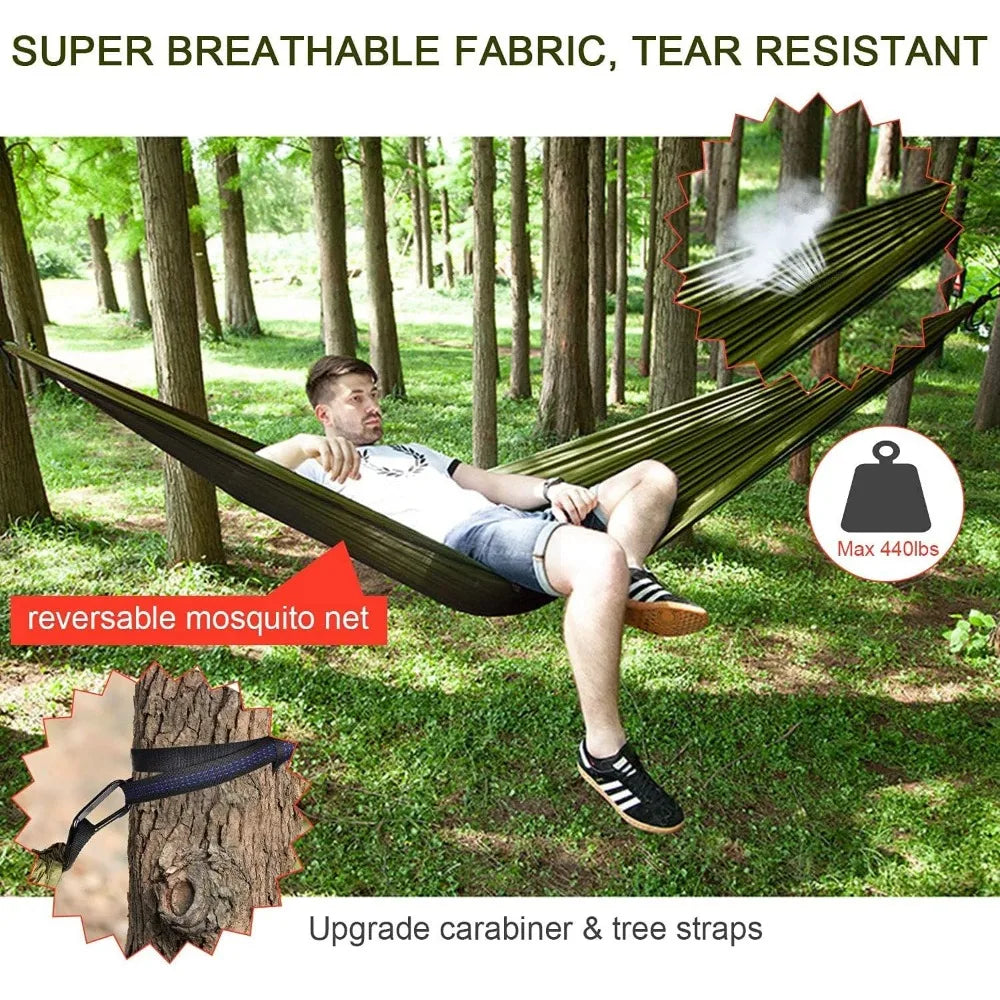 Camping Hammock With Rain Fly Tarp Mosquito Net And Straps