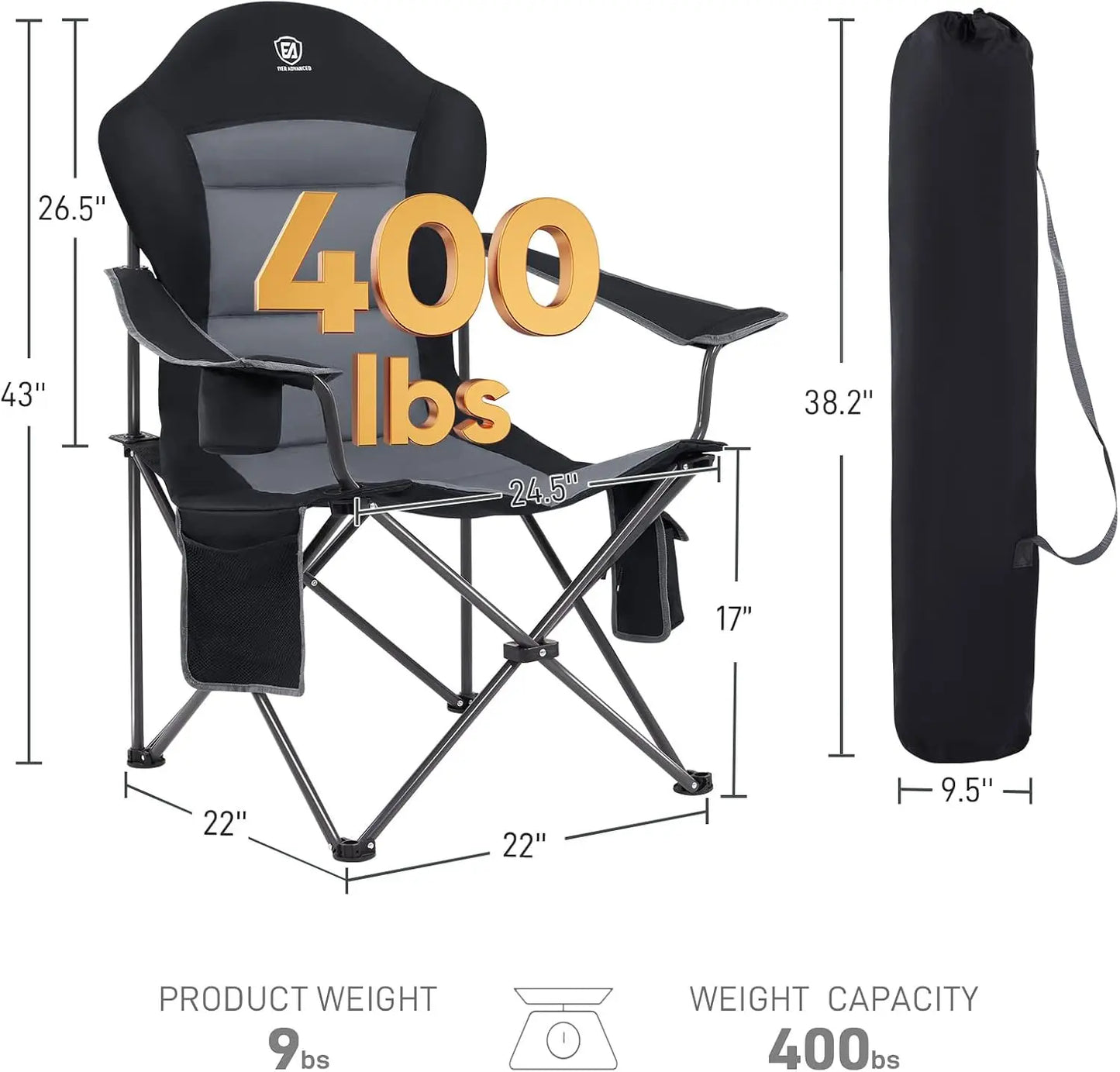 XMSJ Heated Camping Chair With 3 Heat Levels Portable