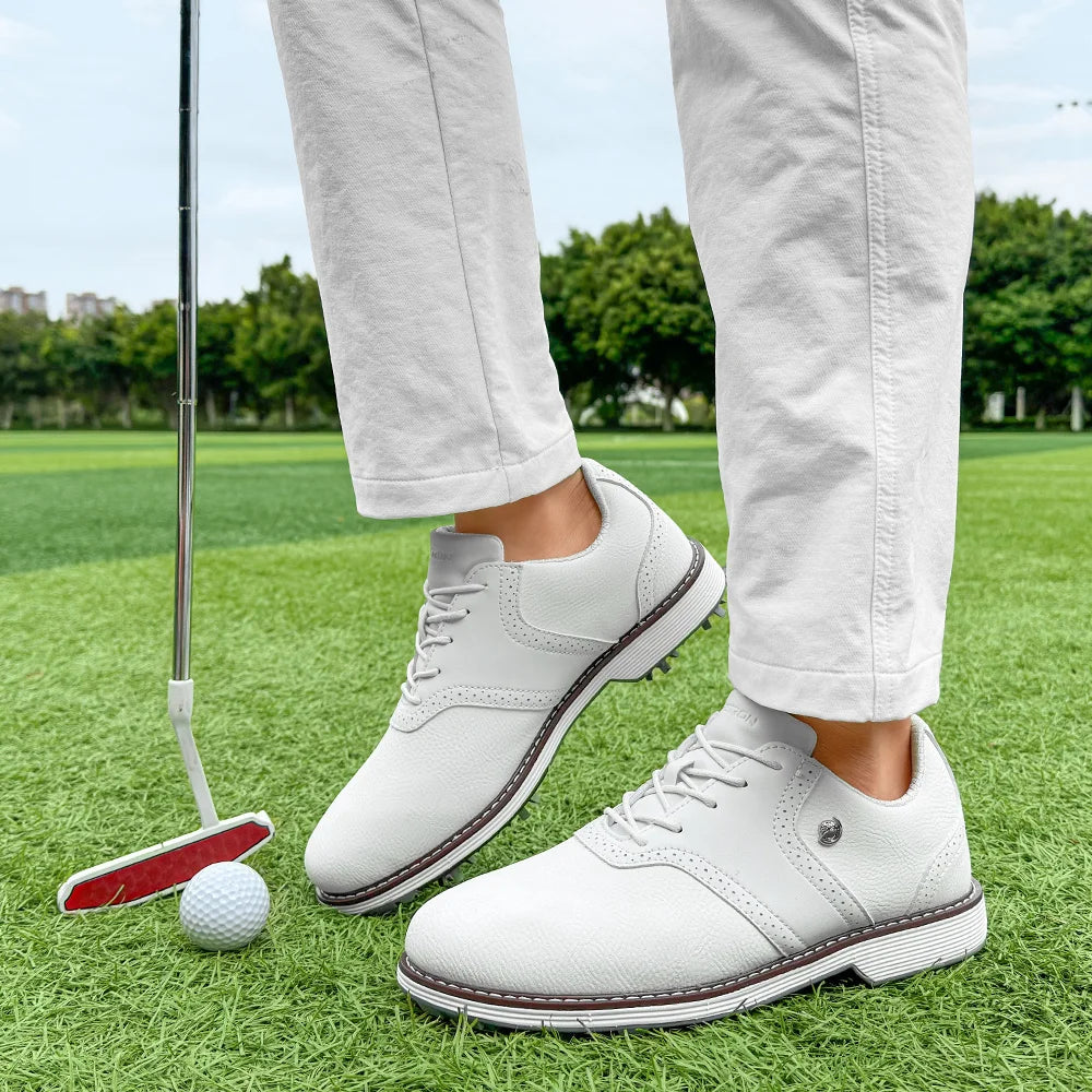 Lenox Mens Golf Shoes Spiked Lace Up Walking Footwear
