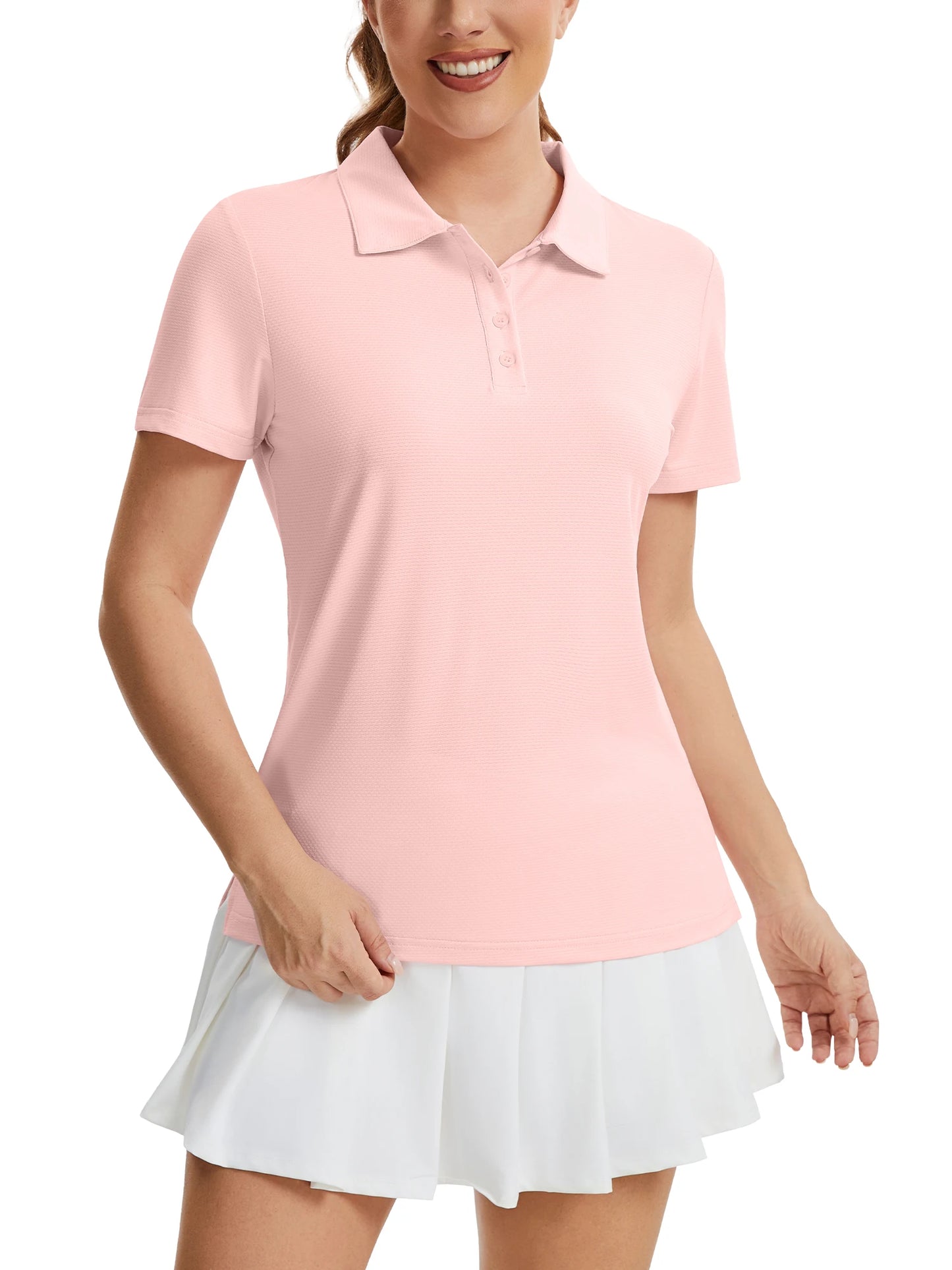 Womens UPF 50+ Polo Shirt Collared Short Sleeve Golf Top Quick Dry