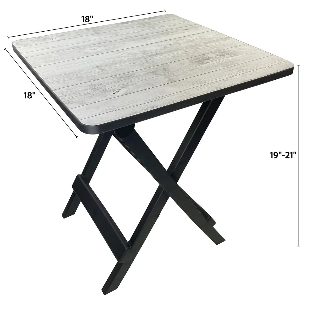 19inch Folding Side Table Portable Lightweight Outdoor Camp Table Adjustable Height Durable Plastic Collapsible Stain Resistant