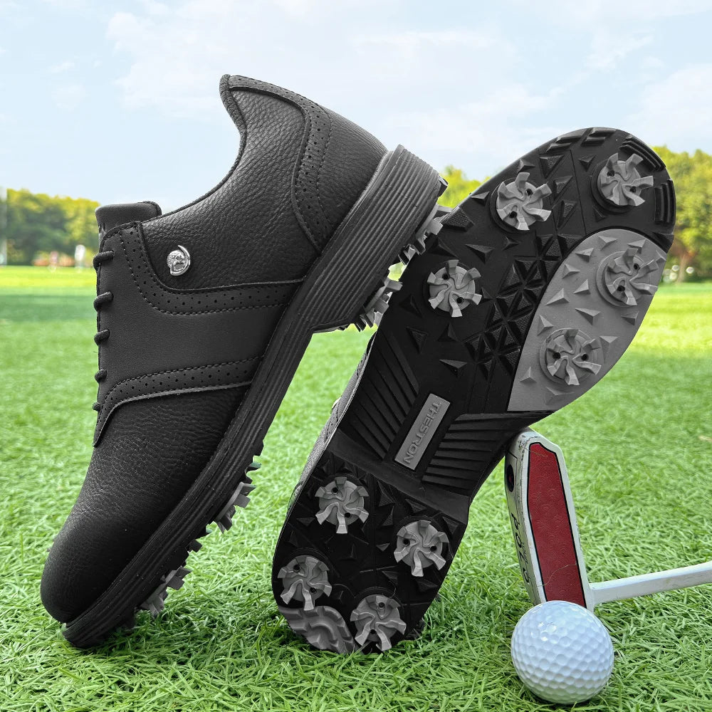 Lenox Mens Golf Shoes Spiked Lace Up Walking Footwear