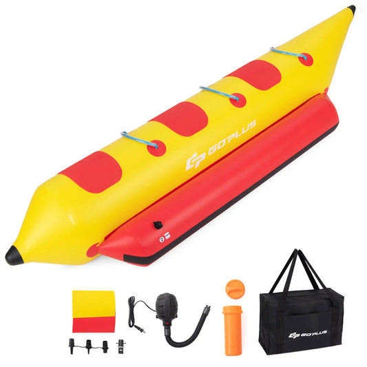 MULTIGOTH Three Person Inflatable Banana Boat With Electric Air Pump For Water Sports
