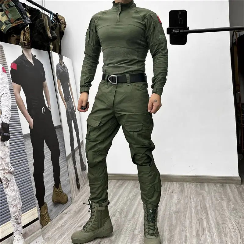 Multicam Tactical Combat Shirt and Pants Set for Airsoft Hunting