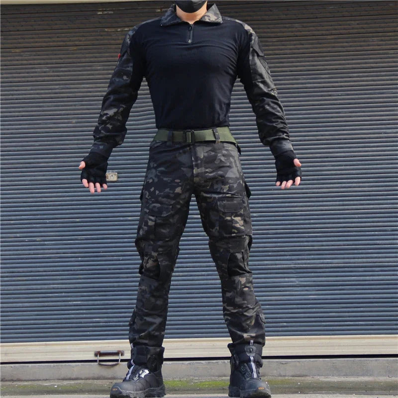 Multicam Tactical Combat Shirt and Pants Set for Airsoft Hunting
