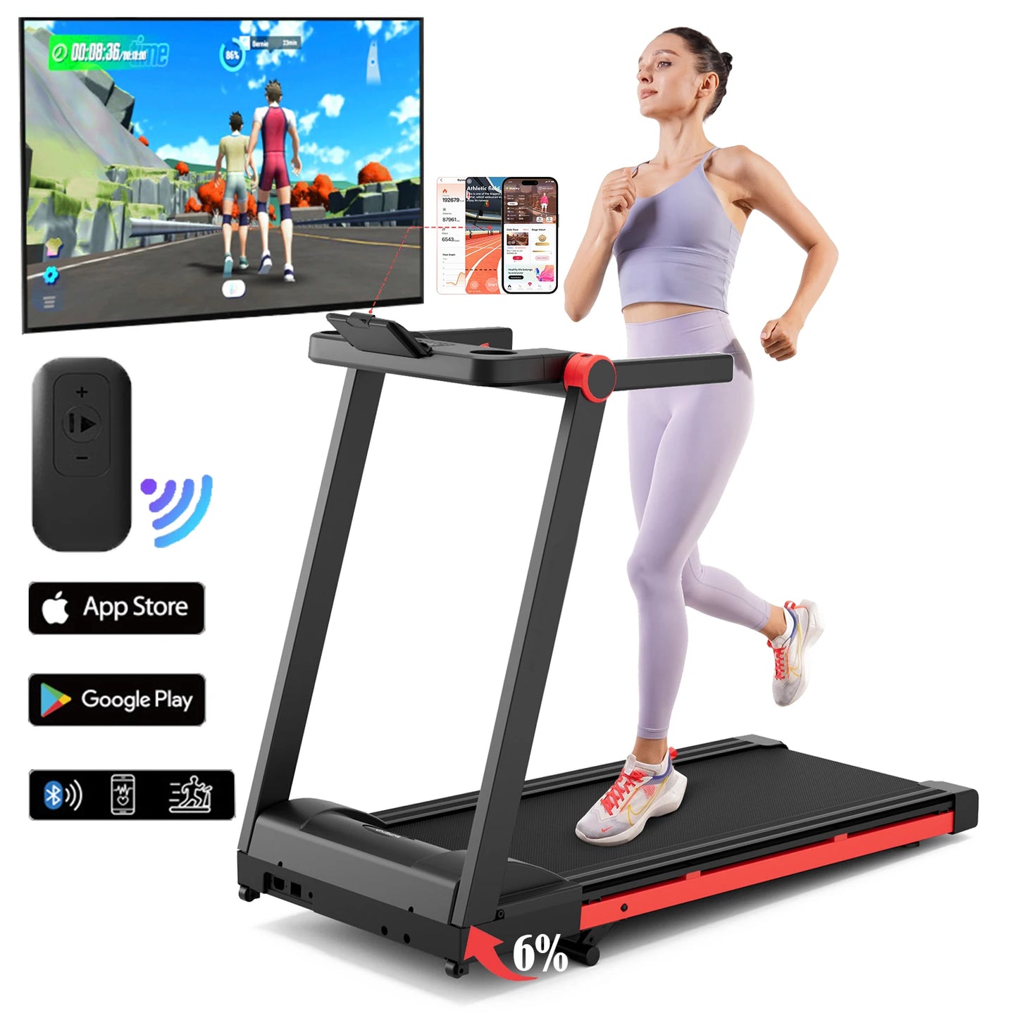 3.5HP Foldable Incline Treadmill Walking Pad 350LBS Capacity Touch Screen App