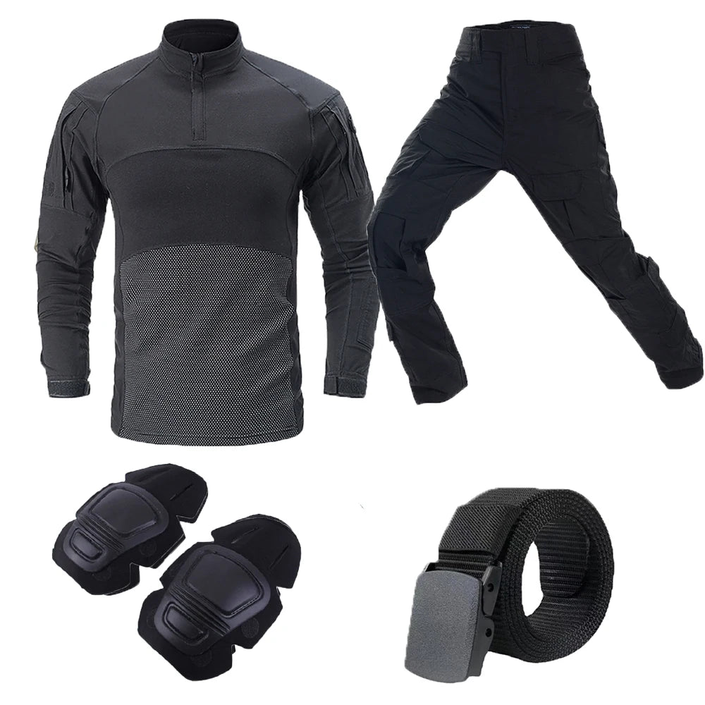 Multicam Tactical Combat Shirt and Pants Set for Airsoft Hunting