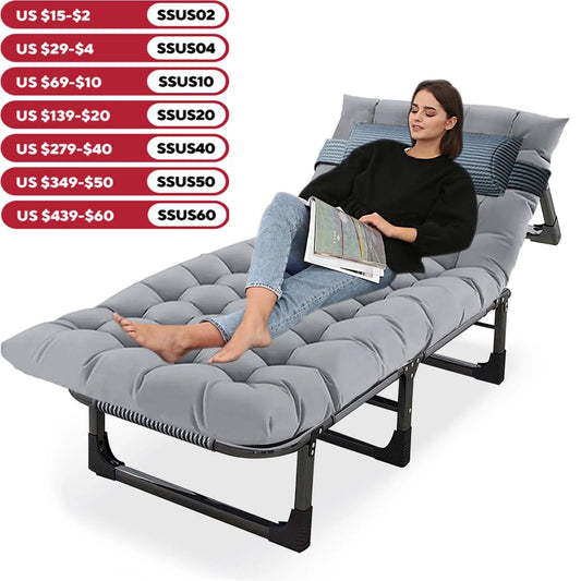 Snozeflex Camping Cot With Mattress Four Position Folding Bed