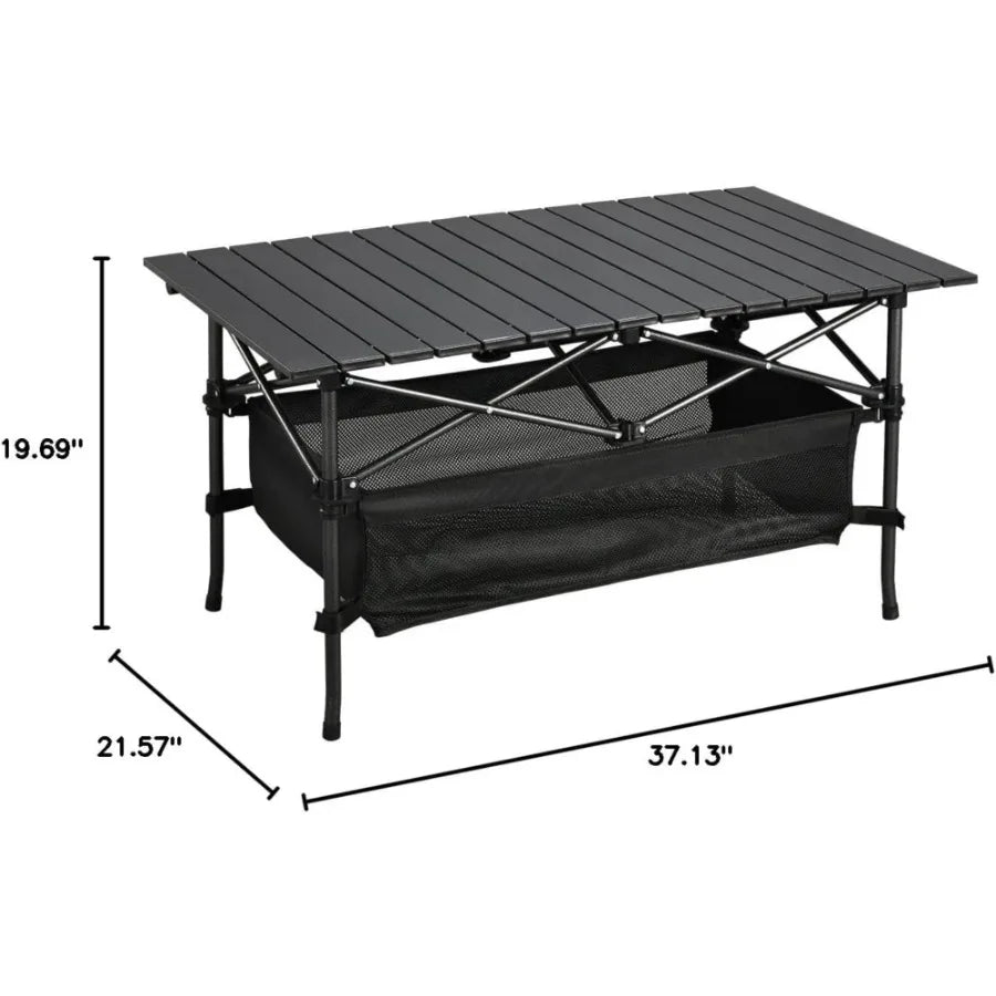 High-concerned Folding Camping Table Aluminum Roll Up With Carry Bag