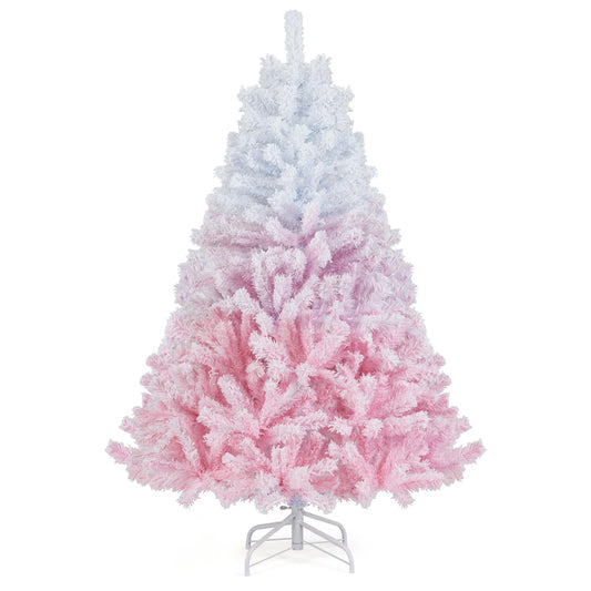 LIFEZEA Artificial Christmas Tree Hinged Flocked Indoor Holiday Decoration Lifelike