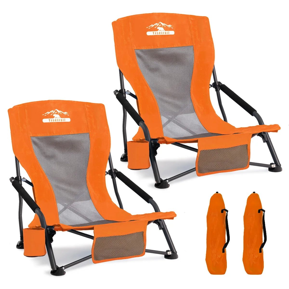 Tisetrail Folding Portable Beach Chair For Adults With Cup Holder