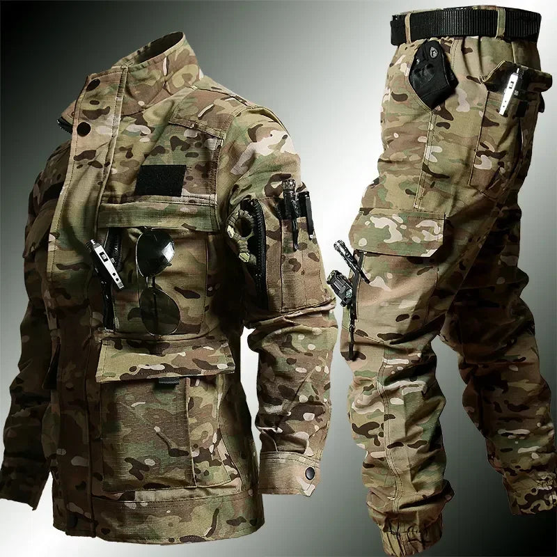 War Games Camouflage Suit Men Tactical Uniform Set 2Pcs Jacket Overalls