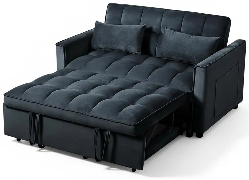 ZHUXIANG Convertible Sleeper Sofa Bed With Side Pocket Velvet