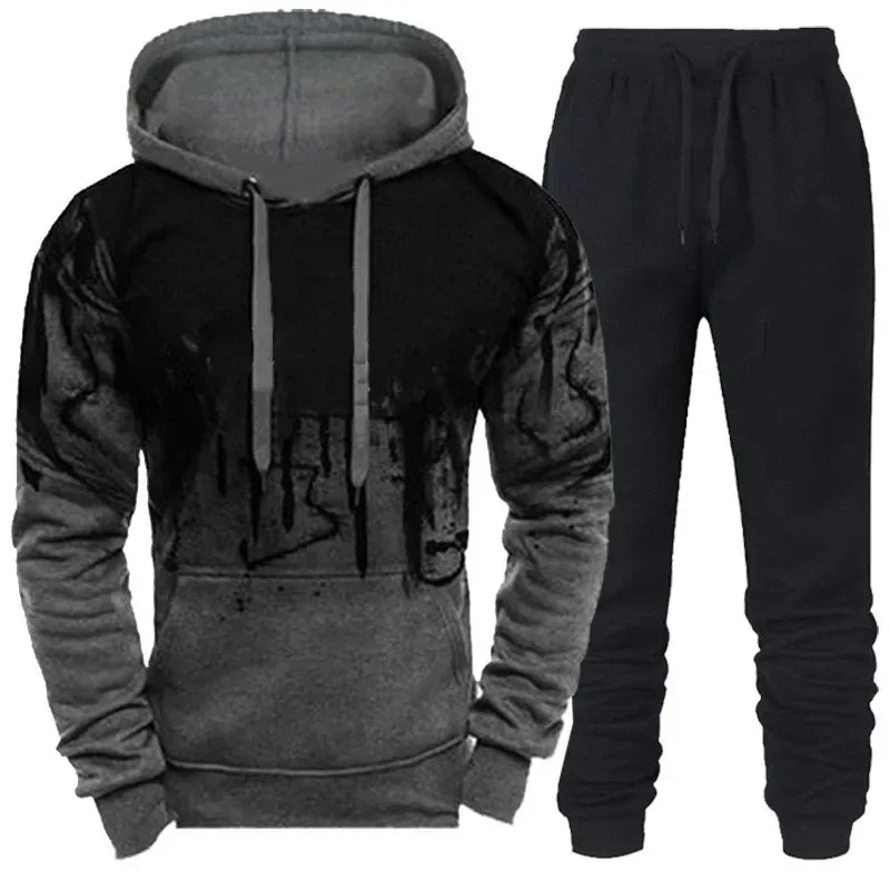 Men's Sporty Jacket And Pants Set For Running And Training