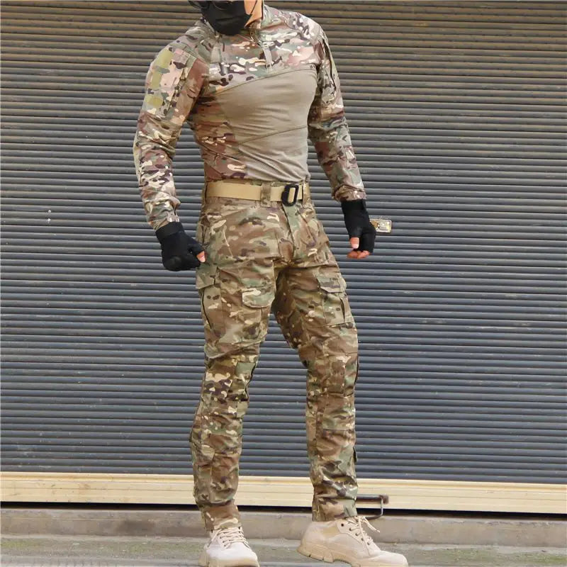 Multicam Tactical Combat Shirt and Pants Set for Airsoft Hunting