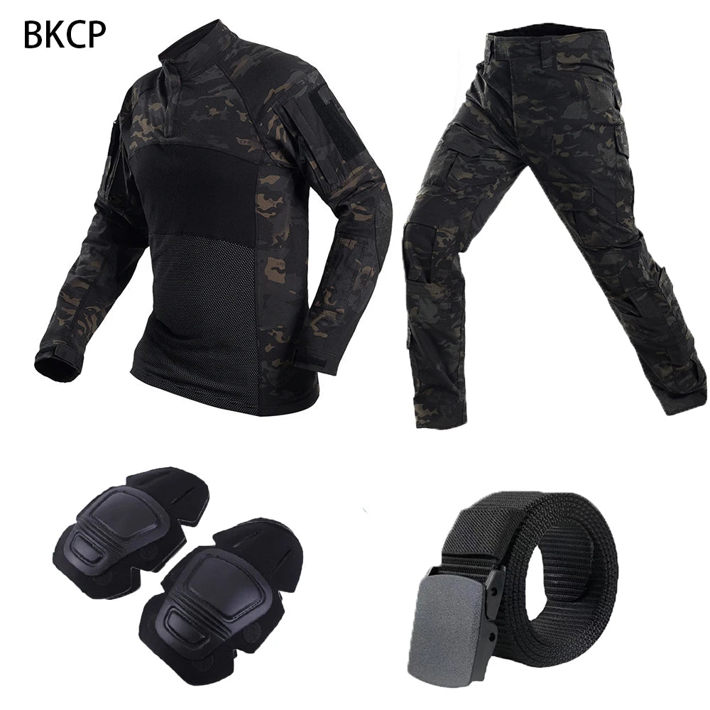 Multicam Tactical Combat Shirt and Pants Set for Airsoft Hunting