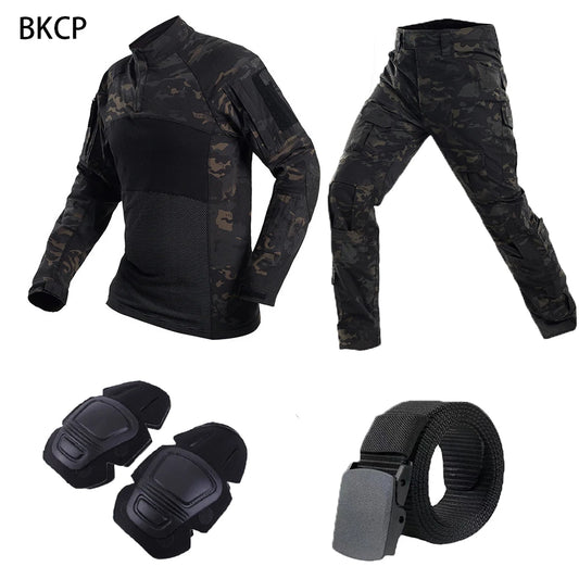 Multicam Tactical Combat Shirt and Pants Set for Airsoft Hunting