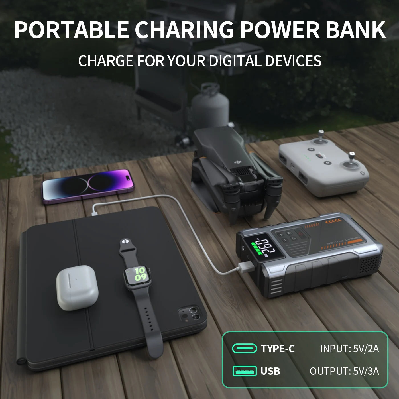 Geeneu Jump Starter With Air Compressor 3000A Peak 150 PSI