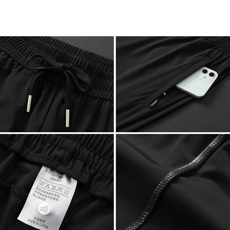 Ice Silk Mens Summer Breathable Outdoor Stretch Business Casual Trousers