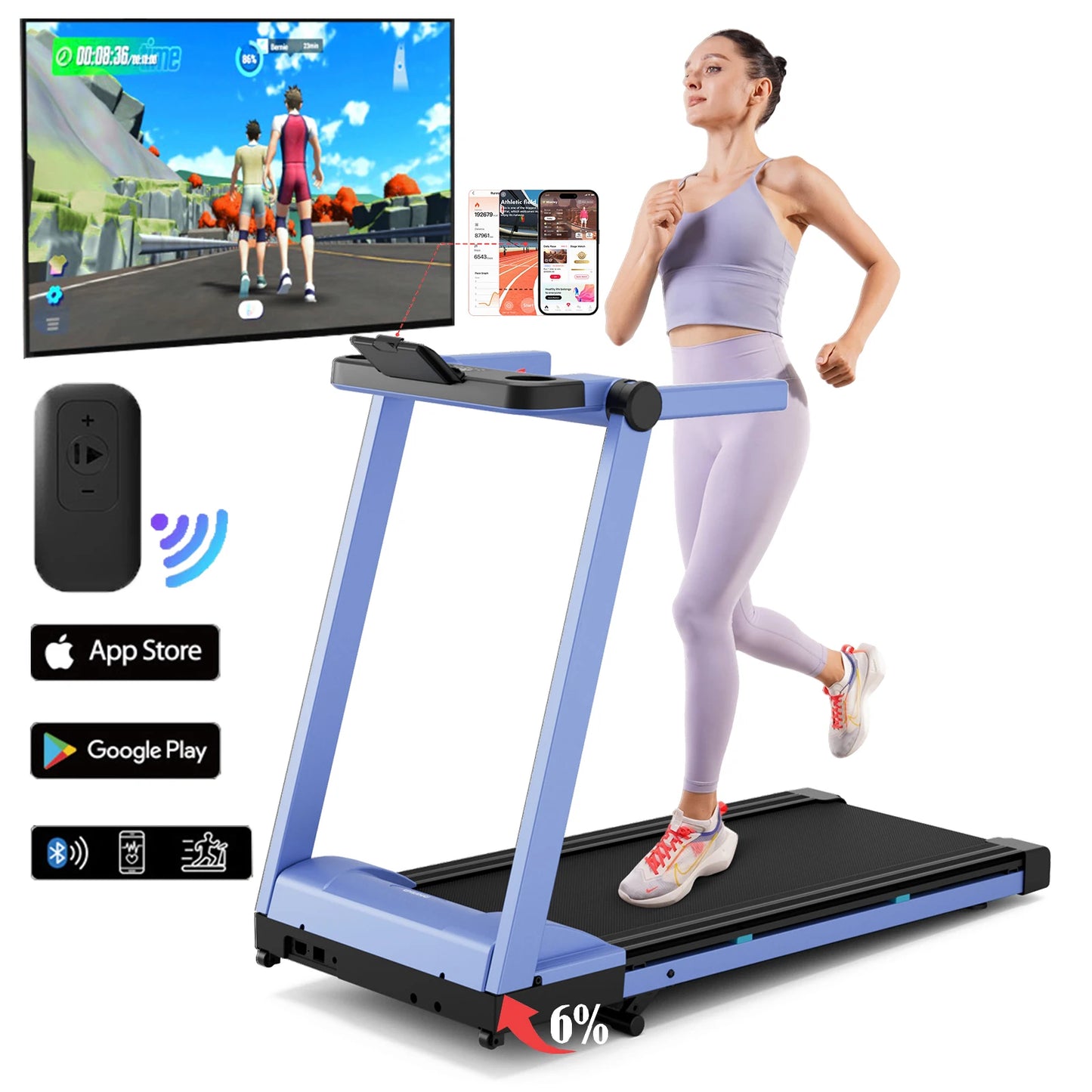 3.5HP Foldable Incline Treadmill Walking Pad 350LBS Capacity Touch Screen App