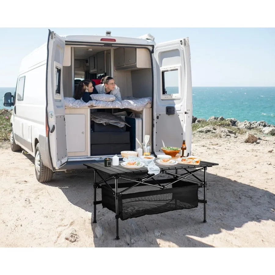 High-concerned Folding Camping Table Aluminum Roll Up With Carry Bag