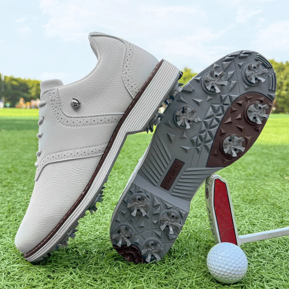 Lenox Mens Golf Shoes Spiked Lace Up Walking Footwear