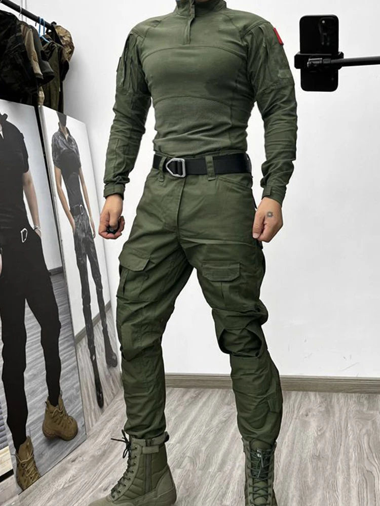 Multicam Tactical Combat Shirt and Pants Set for Airsoft Hunting