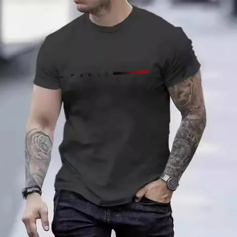 Paris Men's Two Piece Set Letter Print Summer Sports Fashion