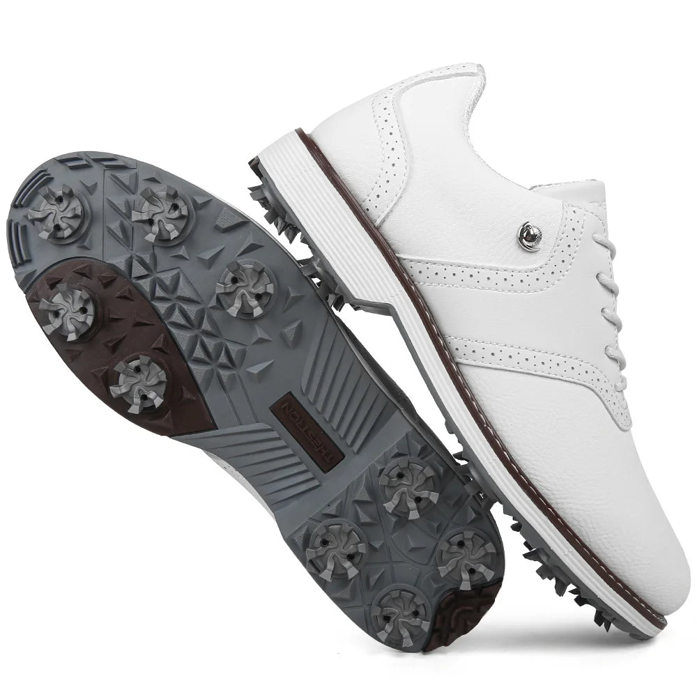 Lenox Mens Golf Shoes Spiked Lace Up Walking Footwear