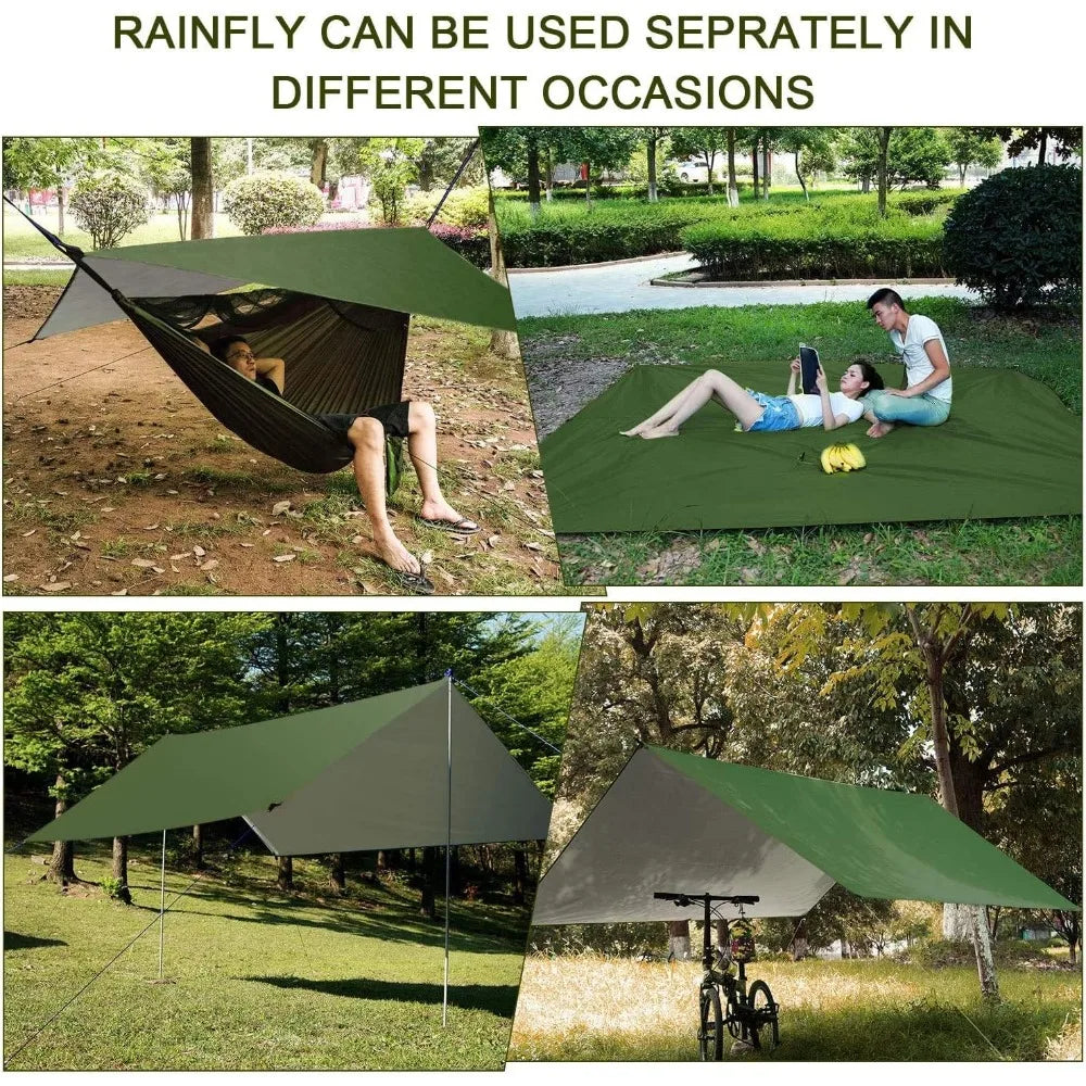 Camping Hammock With Rain Fly Tarp Mosquito Net And Straps