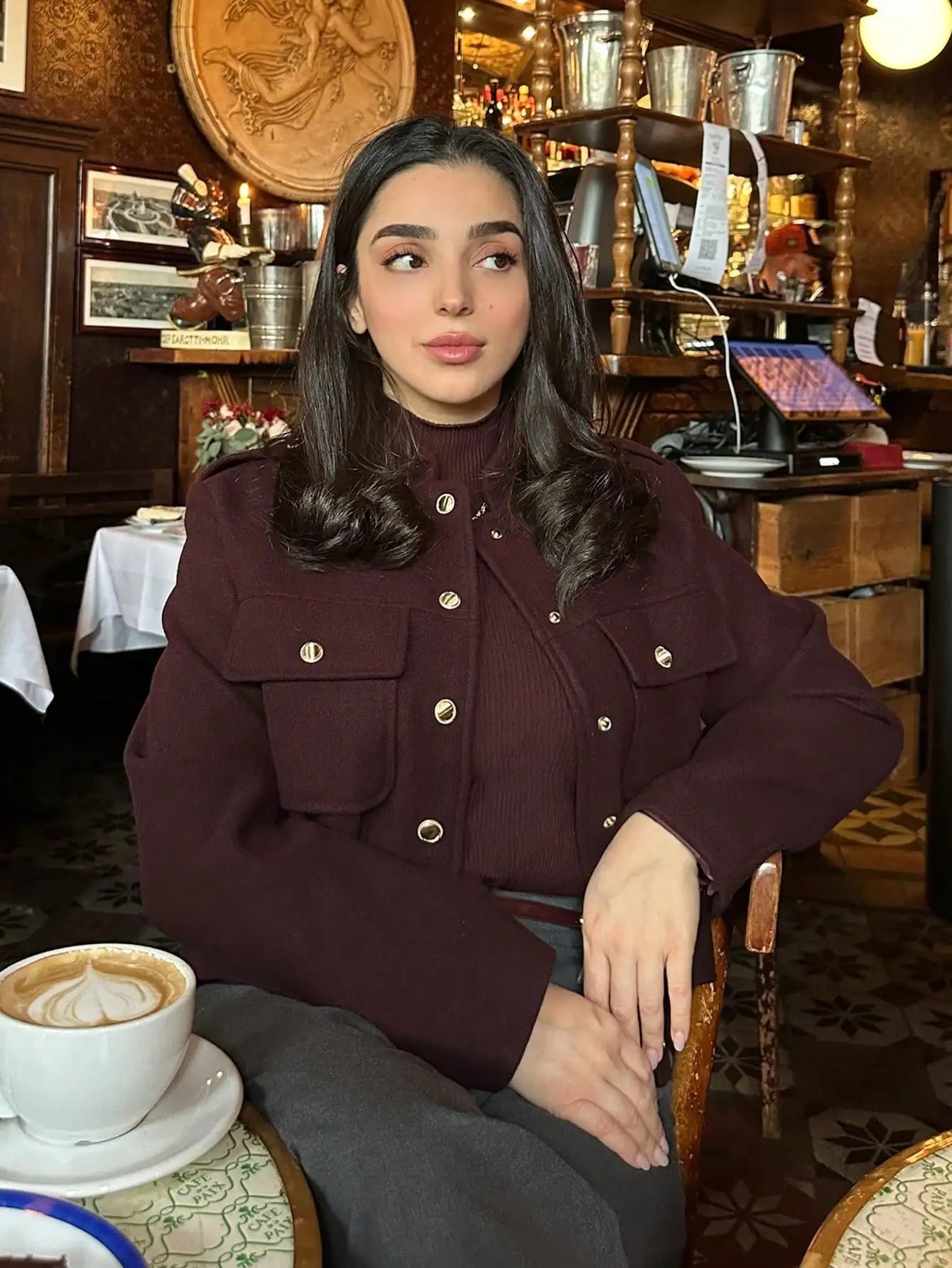 Vintage Bomber Jacket With Pockets And Single Breasted Closure