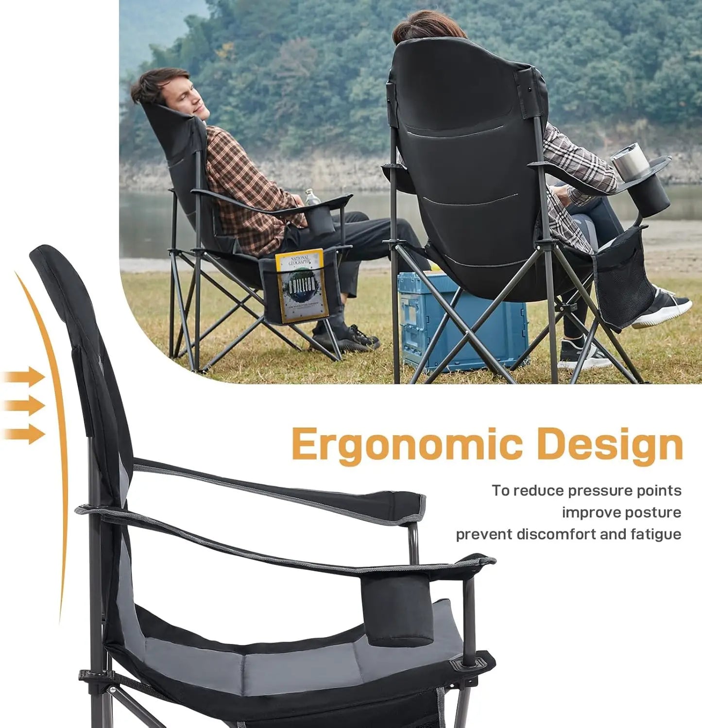 XMSJ Heated Camping Chair With 3 Heat Levels Portable